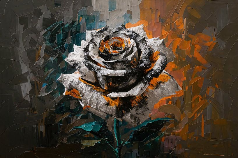 Abstrakte Explosion von Orange und Weiß von Art & Soul Creations