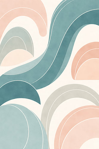 Blauwgroene retro-boog, abstracte poster