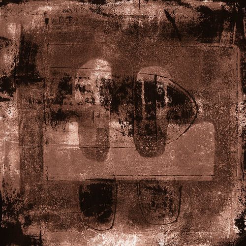 Moderne abstracte kunst in roestbruin en zwart nr. 5