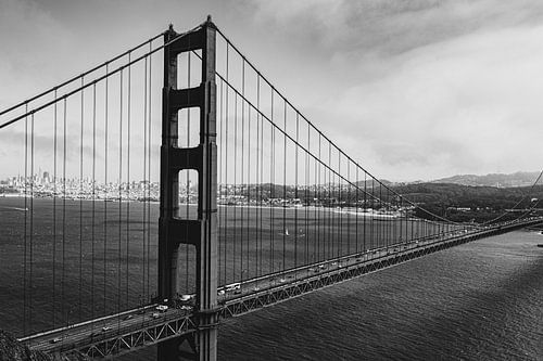 Golden Gate Bridge Foto op Canvas – Zwart-Wit Wanddecoratie 02