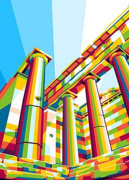 L'Acropole d'Athènes en illustration WPAP sur Lintang Wicaksono