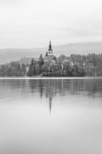 Picturesque Bled – Vertical – Black and White