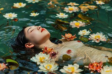 Waterlelies met naakte vrouw | Fotografie van Frank Daske | Foto & Design