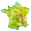 Frankrijk | Landkaart als aquarel schilderij van Wereldkaarten.Shop thumbnail
