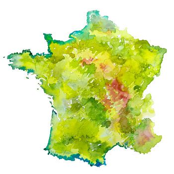 Frankreich | Karte als Aquarellmalerei
