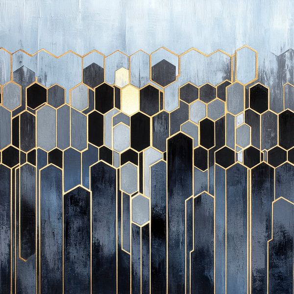 Geometric elegance in black and gold by Poster Art Shop