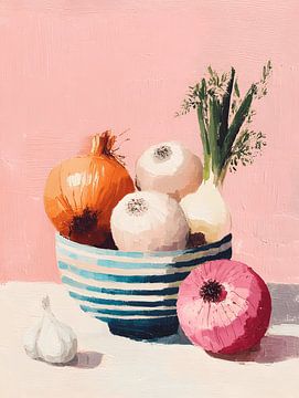 Still life of Vegetable Bowl with Onions by Gypsy Galleria