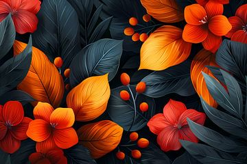 Moderne Dans van Oranje en Rode Bloemen van Art & Soul Creations