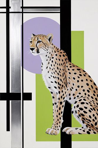 Guépard élégant avec motif abstrait