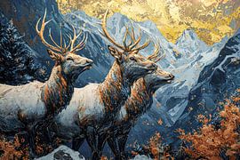 Deer and mountains by Roy Lemme