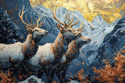 Deer and mountains