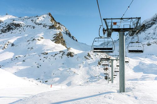 Depuis le télésiège dans les Alpes - Sports d'hiver