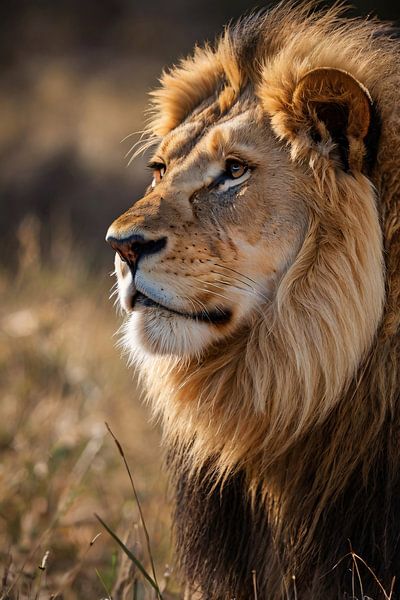 Majestic portrait of a lion in the wild by Art & Soul Creations
