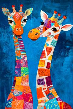 Amis girafes multicolores sur Poster Art Shop