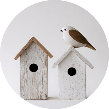 Twee huisjes en een vogel