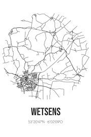 Wetsens (Fryslan) | Carte | Noir et blanc sur Affiches de lieux