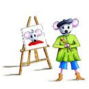 künstlerische Maus als Malerin von Ivonne Wierink Miniaturansicht