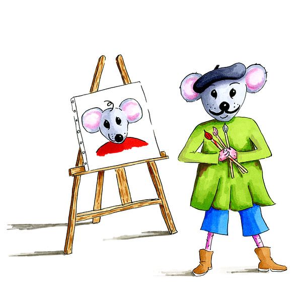 künstlerische Maus als Malerin von Ivonne Wierink