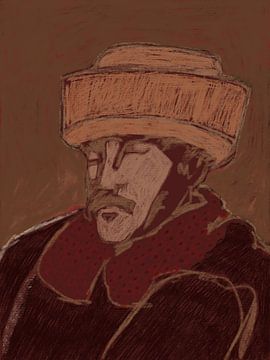 Portret man met corra de pieles hoed van WEST EGG designs
