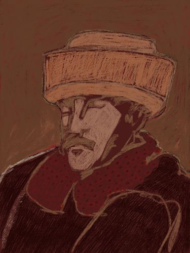 Portret man met corra de pieles hoed