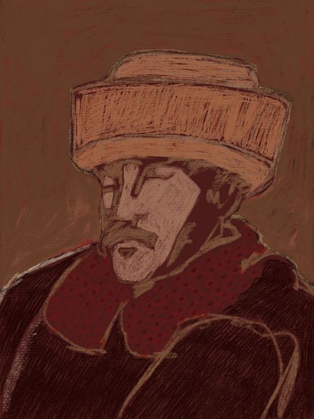 Portrait man with corra de pieles hat by WEST EGG designs