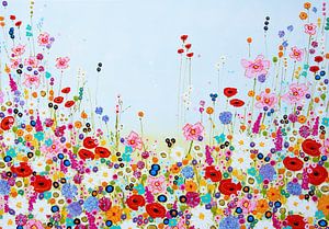 Schilderij bloemenveld / bloemen