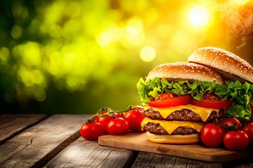 Sappige hamburger met verse groenten van Poster Art Shop