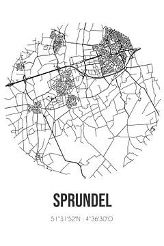 Sprundel (Noord-Brabant) | Landkaart | Zwart-wit van MijnStadsPoster