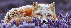 Träumender Fuchs im Schnee