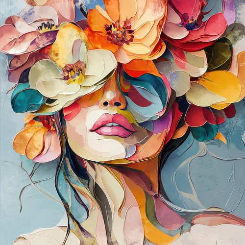 Kleurrijk bloemen portret modern