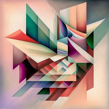 Abstract geometric shapes in pastel colours, gradient planes by Roger VDB