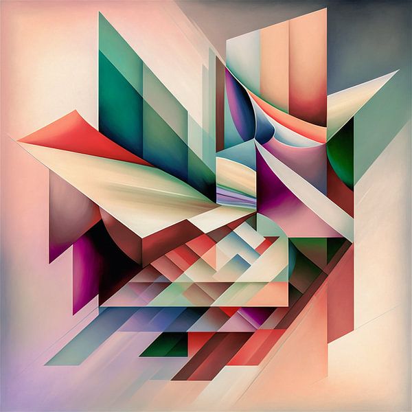 Abstrakte geometrische Formen in Pastellfarben, Verlaufsebenen von Roger VDB