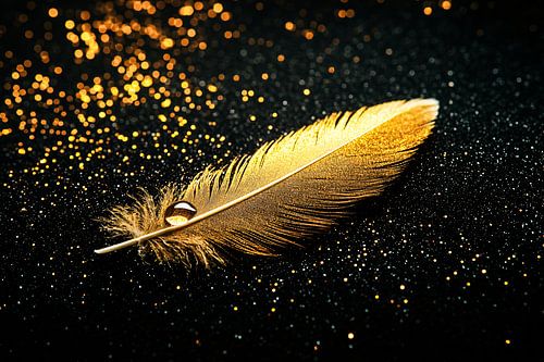Gouden veer met zwarte glans
