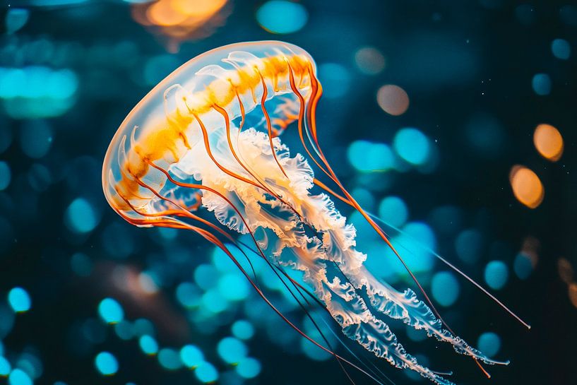 Schillernde Qualle im Wasserlicht von Poster Art Shop