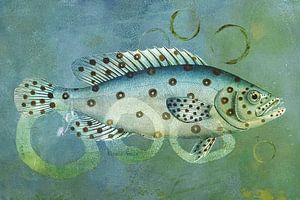 Poisson bleu en cercle sur Behindthegray