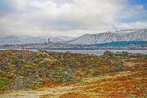 Aussicht nach Reykjavik, Island