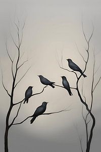 Observer les oiseaux sur les branches Peinture