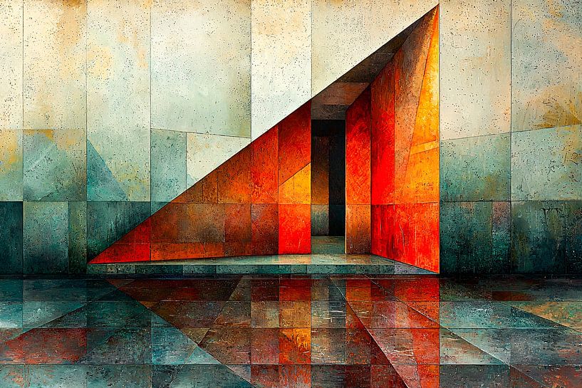Geometrisches abstraktes Kunstwerk mit Reflexion von Art & Soul Creations