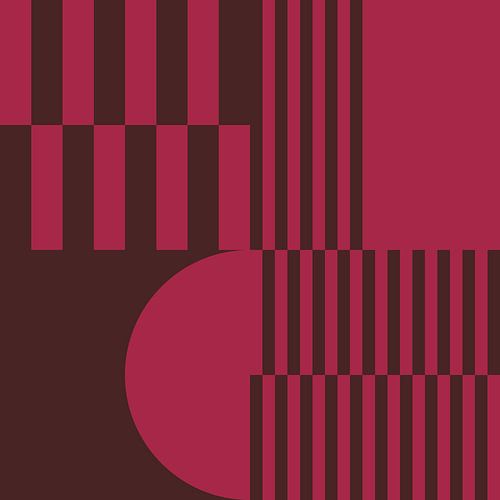 70s Retro formes abstraites multicolores en marron et rose foncé I