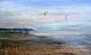 Kitesurfen bij een schilderachtige zonsondergang van Anita Snik-Broeken
