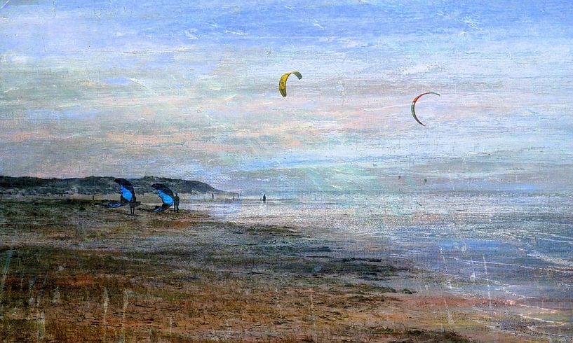 Kitesurfen bij een schilderachtige zonsondergang van Anita Snik-Broeken