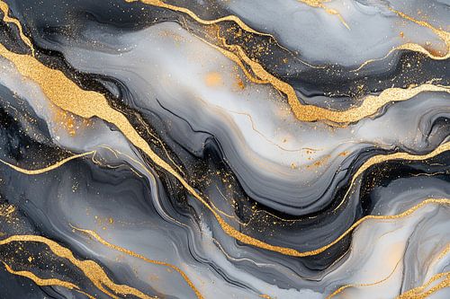 Zwarte marmer met gouden lijnen