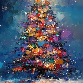 Colourful Christmas tree by Abstract Painting