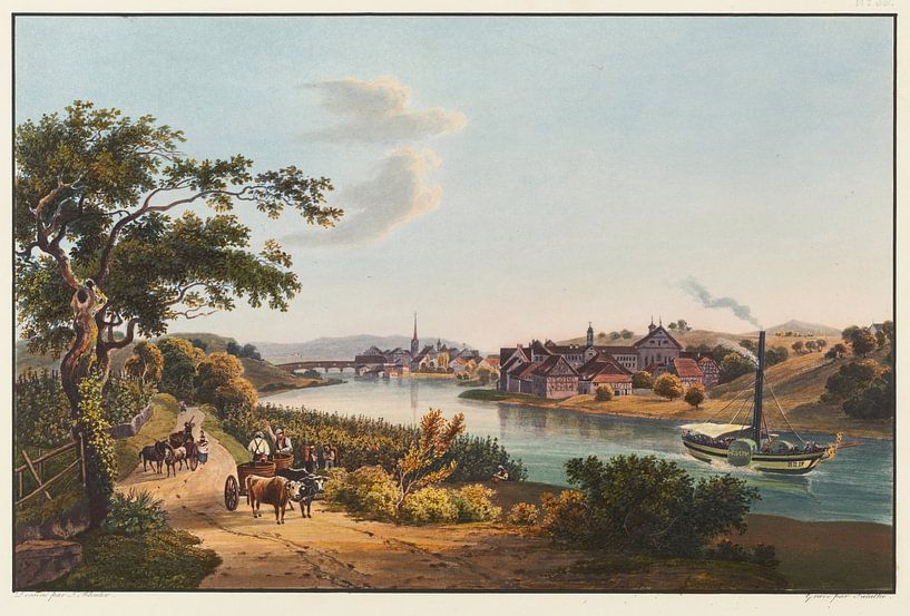 View of the town of Diessenhofen and the Catherinenthal Convent, Johann Ludwig Bleuler by Masterful Masters
