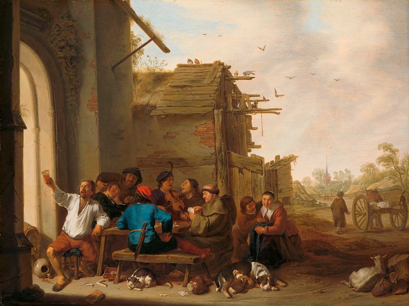 Figures before a Village Inn, Cornelis Saftleven by Masterful Masters