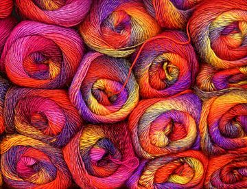 Rolling balls 2 (Colourful balls of wool) by Caroline Lichthart