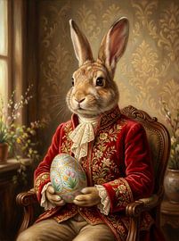 Aristokratischer Osterhase mit verziertem Ei