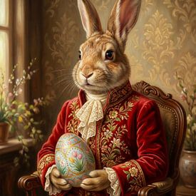 Aristokratischer Osterhase mit verziertem Ei von But First Framing