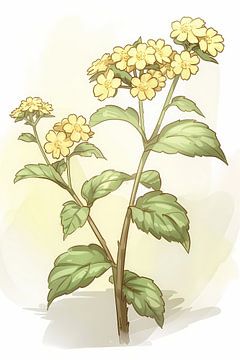 Digitale schilderij van prachtige bloem en bladeren van Art & Soul Creations