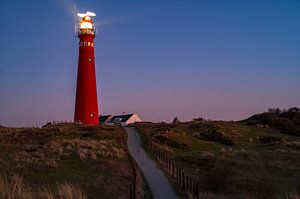 Leuchtturm auf der Insel Schiermonnikoog in den Dünen bei Sonnenuntergang von Sjoerd van der Wal Fotografie